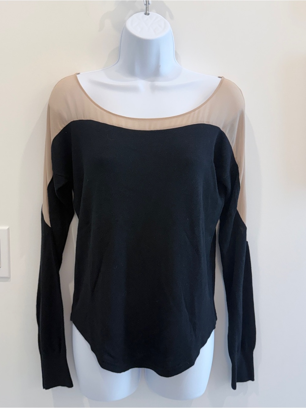 Theme Black & Nude Sheer Long Sleeve Top